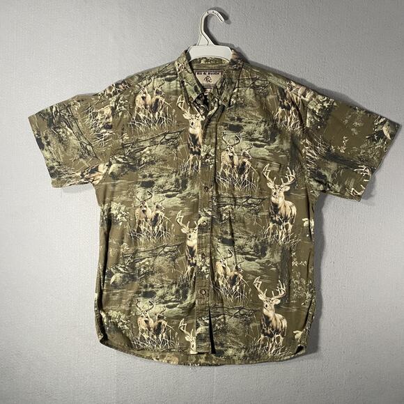 Bit & Bridle Deer Hunting Button Down Short Sleeve Shirt Mens Medium - Picture 1 of 7